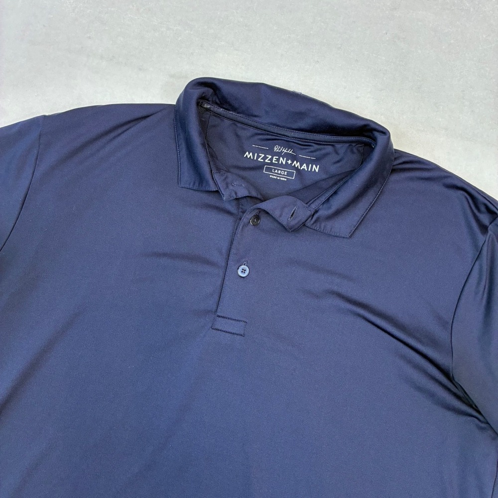 Mizzen+Main Polo Shirt‎ Men Large Navy Blue Phil Mickelson Performance Stretch